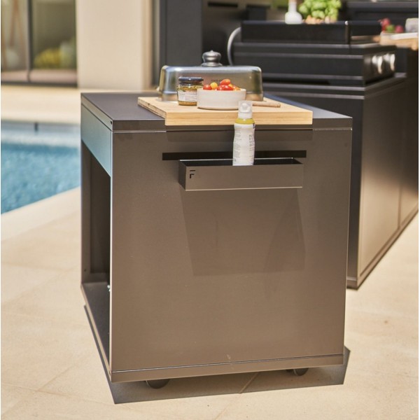 Mesa de Acero Negro Auxiliar con Ruedas Forge Adour