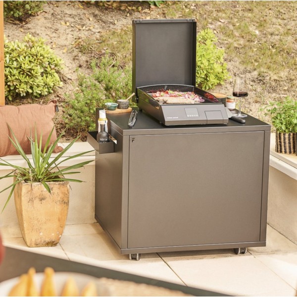 Mesa de Acero Negro Auxiliar con Ruedas Forge Adour
