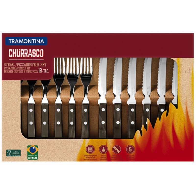 Juego 12 Cubiertos Castaño Polywood Tramontina