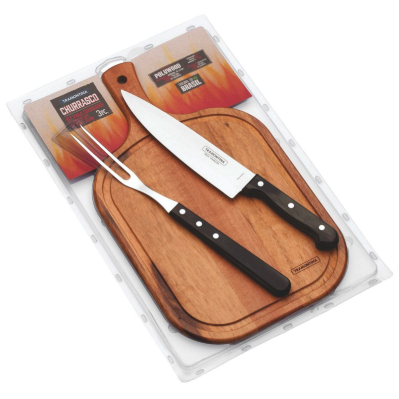Set para Trinchar con Tabla de Madera Tramontina