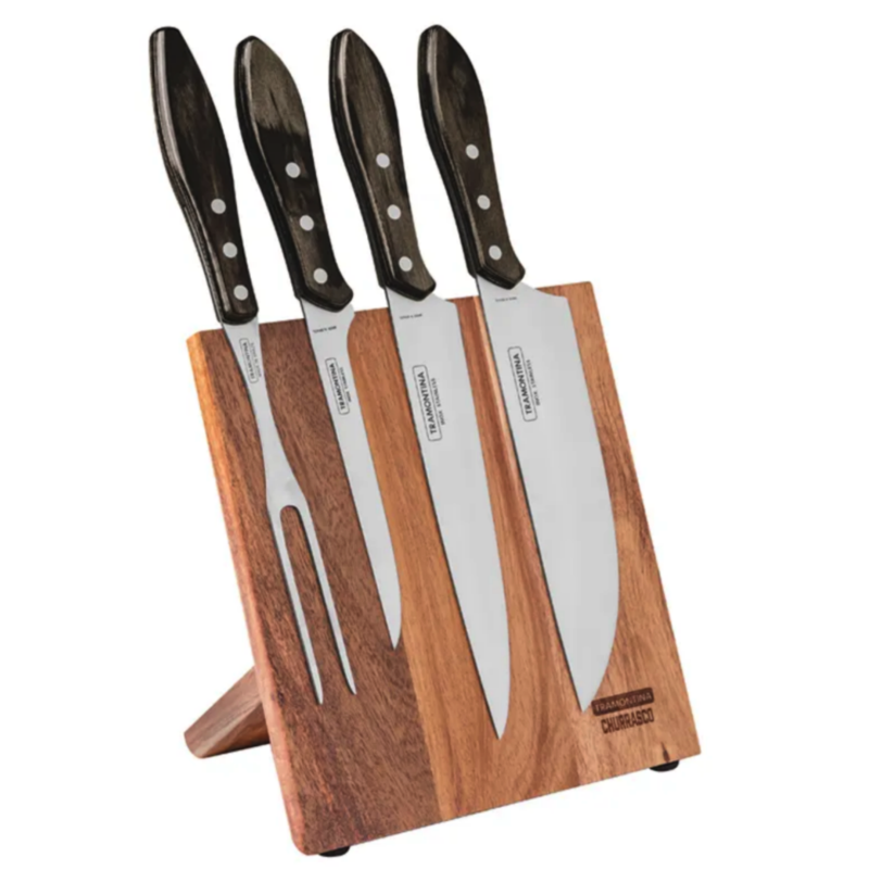 Juego 4 Cuchillos + Soporte de Madera Tramontina