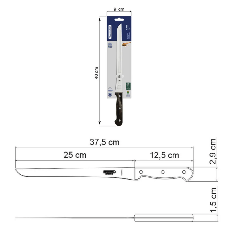 Cuchillo Jamonero 25 cm. Tramontina