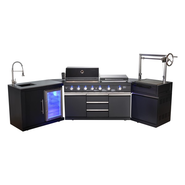 Cocina Exterior Modelo Lisboa 3 en 1 (Gas, Carbón y Plancha)