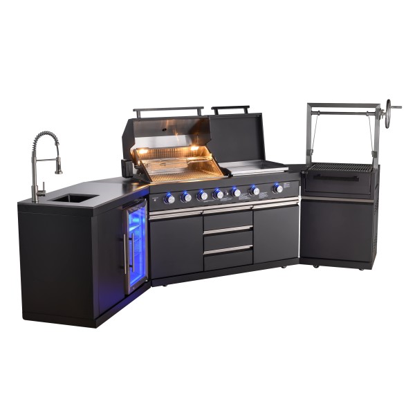Cocina Exterior Modelo Lisboa 3 en 1 (Gas, Carbón y Plancha)