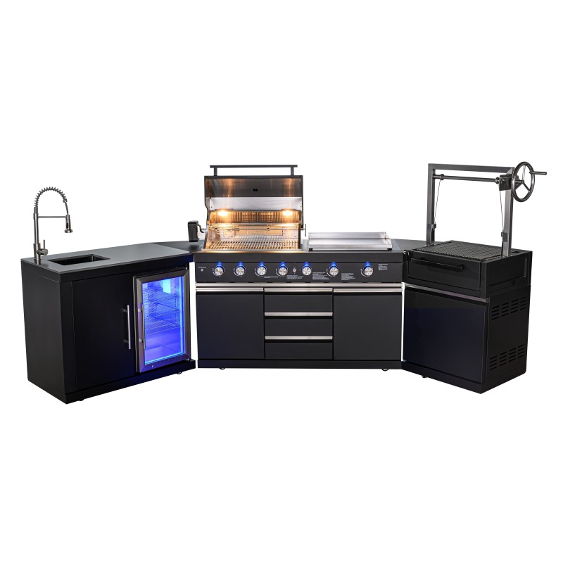 Cocina Exterior Modelo Lisboa 3 en 1 (Gas, Carbón y Plancha)