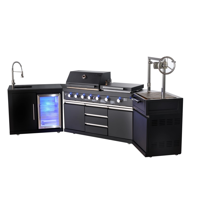 Cocina Exterior Modelo Lisboa 3 en 1 (Gas, Carbón y Plancha)