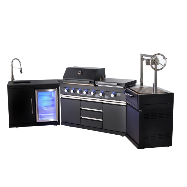 Cocina Exterior Modelo Lisboa 3 en 1 (Gas, Carbón y Plancha)