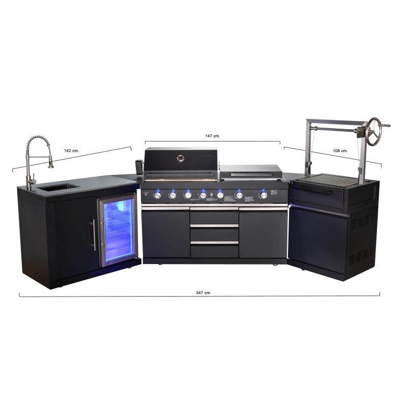 Cocina Exterior Modelo Lisboa 3 en 1 (Gas, Carbón y Plancha)