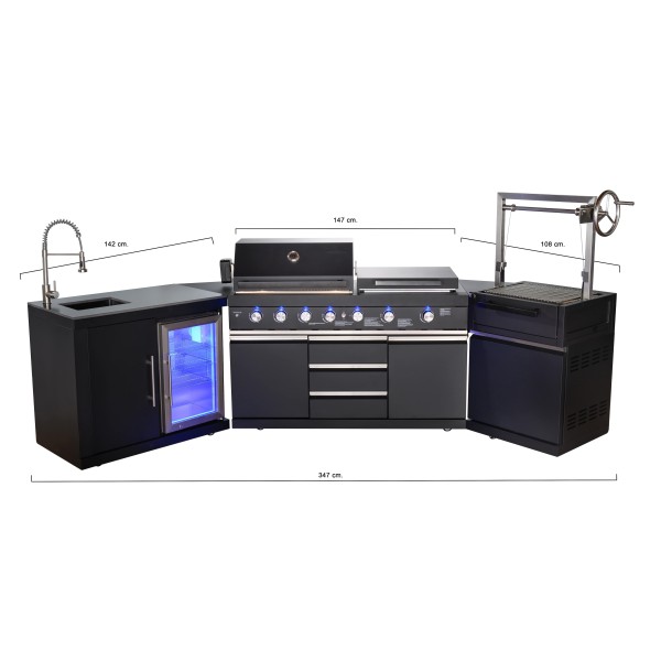 Cocina Exterior Modelo Lisboa 3 en 1 (Gas, Carbón y Plancha)
