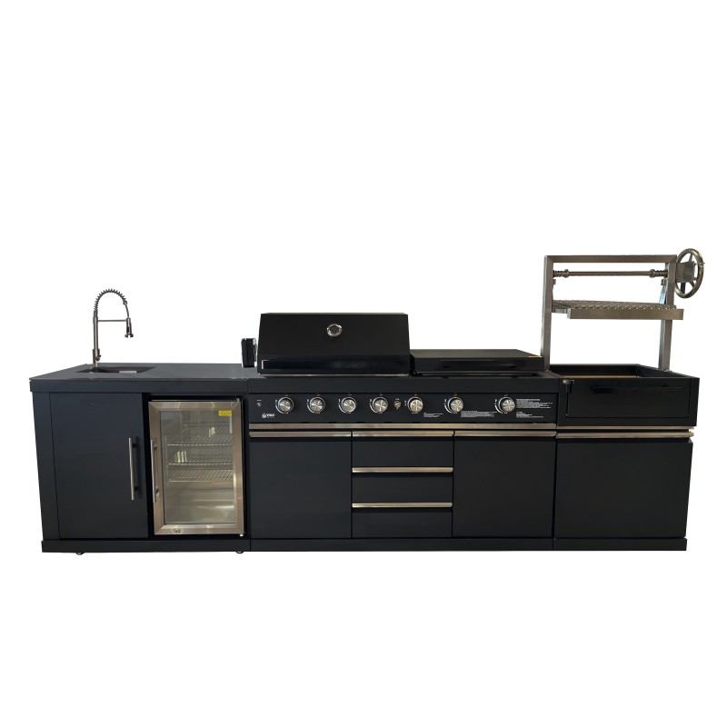 Cocina Exterior Modelo Lisboa 3 en 1 (Gas, Carbón y Plancha)