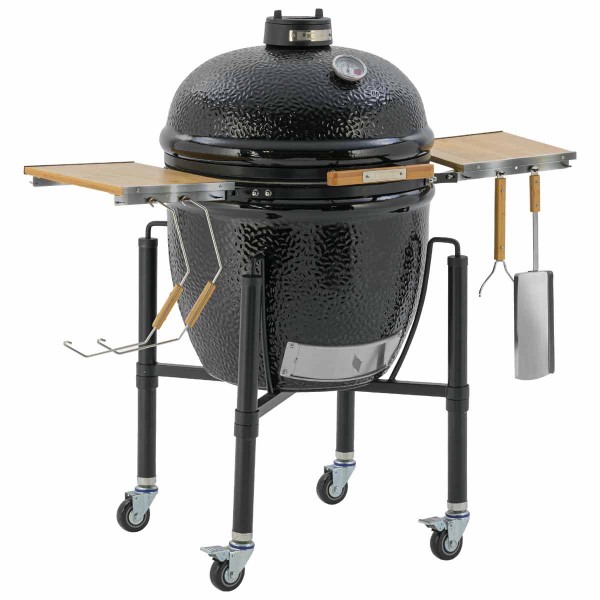 Kamado Monolith ONE.66 con carro y mesas laterales de bambú ø 55 cm