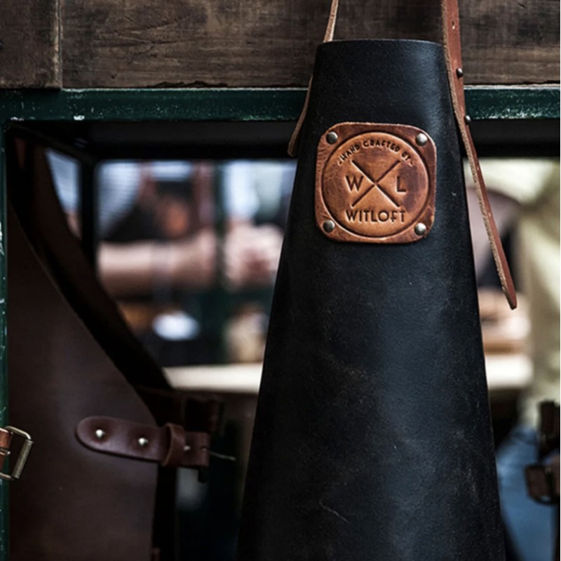 Delantal de Cuero Classic XXL Negro/Cognac Witloft