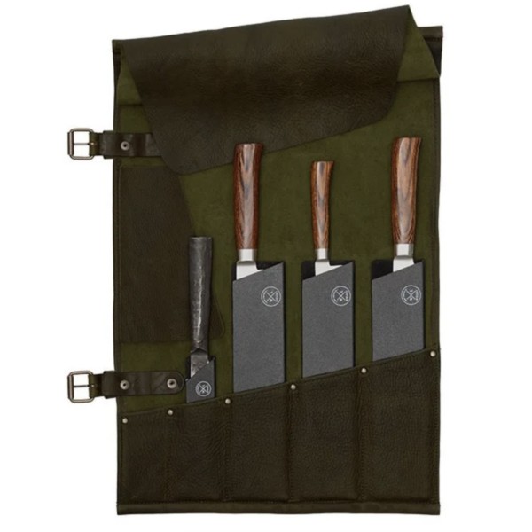 Estuche para Cuchillos 5 Bolsillos Verde/Cognac Witloft