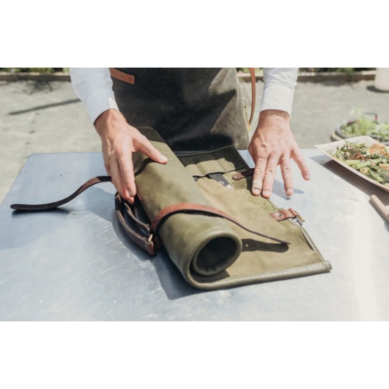 Estuche para Cuchillos 5 Bolsillos Verde/Cognac Witloft