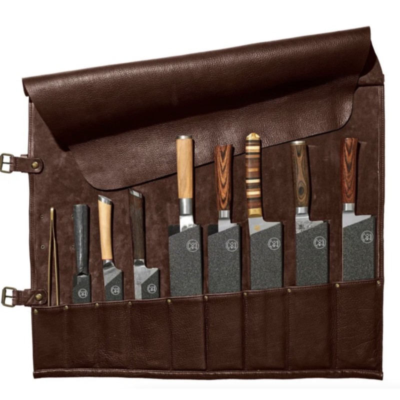 Estuche para Cuchillos 9 Bolsillos Marrón Oscuro Witloft