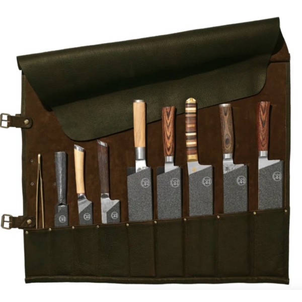Estuche para Cuchillos 9 Bolsillos Verde/Cognac Witloft