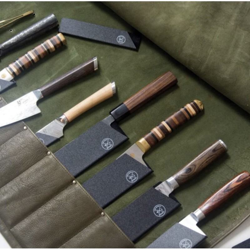 Estuche para Cuchillos 9 Bolsillos Verde/Cognac Witloft