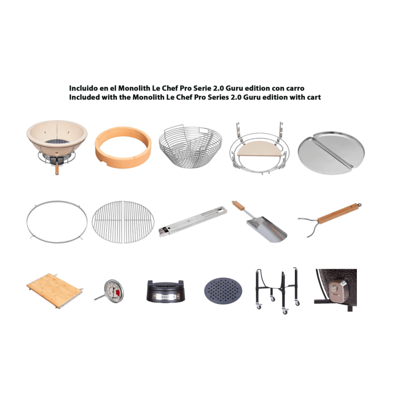 Kamado Monolith Le Chef Pro Series 2.0 Guru Edition Carro