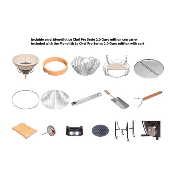 Kamado Monolith Le Chef Pro Series 2.0 Guru Edition Carro