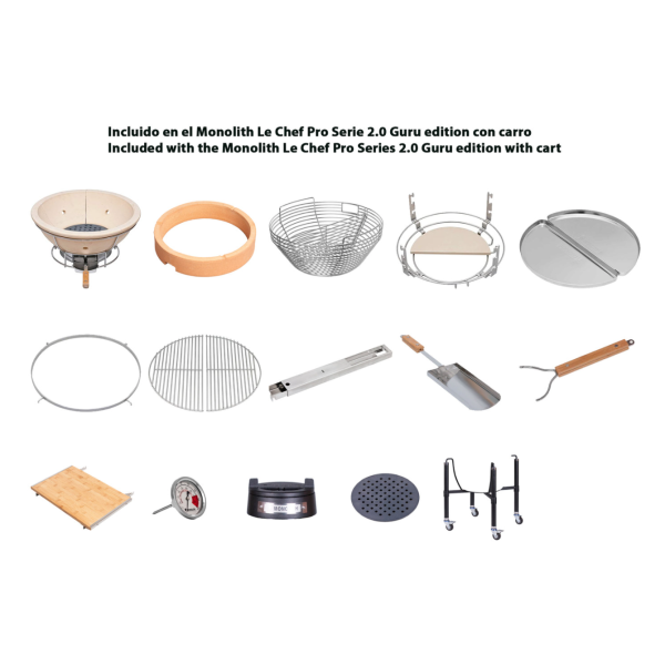 Kamado Monolith Le Chef Pro Series 2.0 Burdeos con Pies