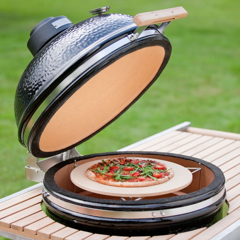 kamado con elevador de piedra  y piedra monolith