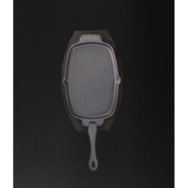 Sartén de Hierro Fundido con Base de Madera