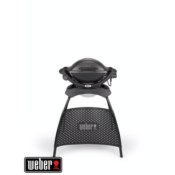 Barbacoa Weber® Q 1400 Dark grey con mesas lateales y soporte