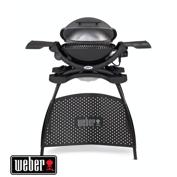 Barbacoa Weber® Q 1400 Dark grey con mesas lateales y soporte