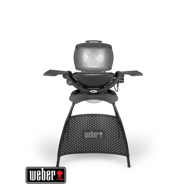 Barbacoa Weber® Q 1400 Dark grey con mesas lateales y soporte