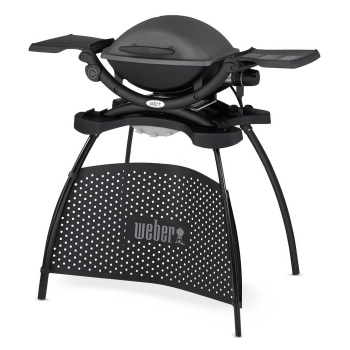 Barbacoa Weber® Q 1400 Dark grey con mesas lateales y soporte 2