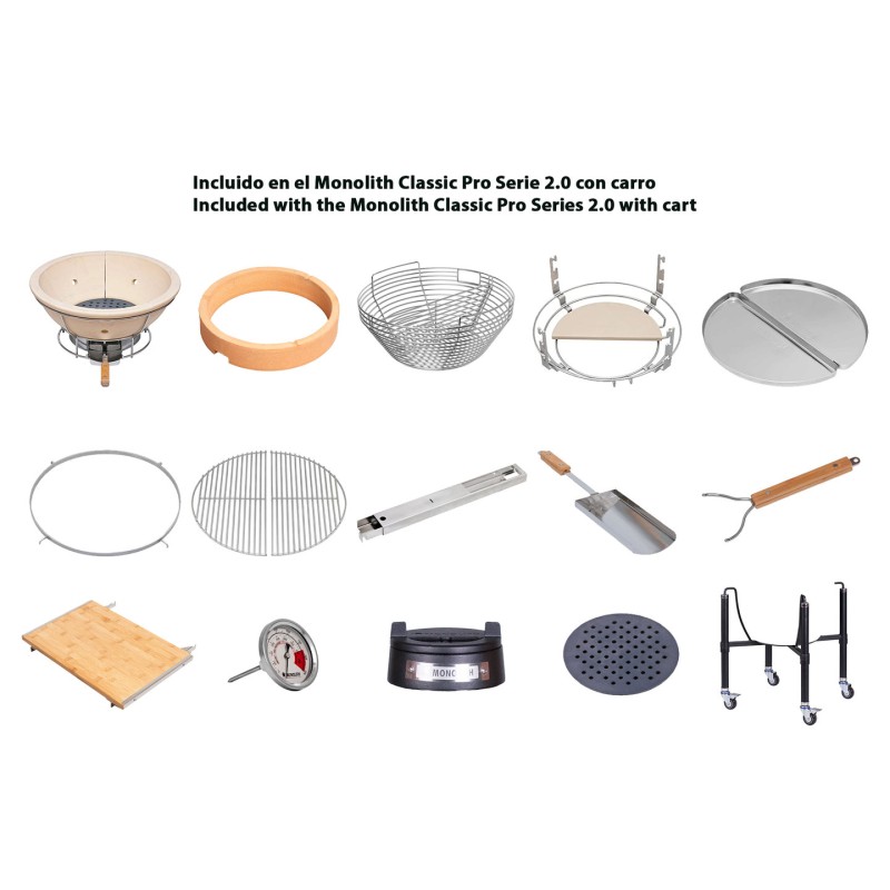 Kamado Monolith Classic Pro Series 2.0 Negro con carro
