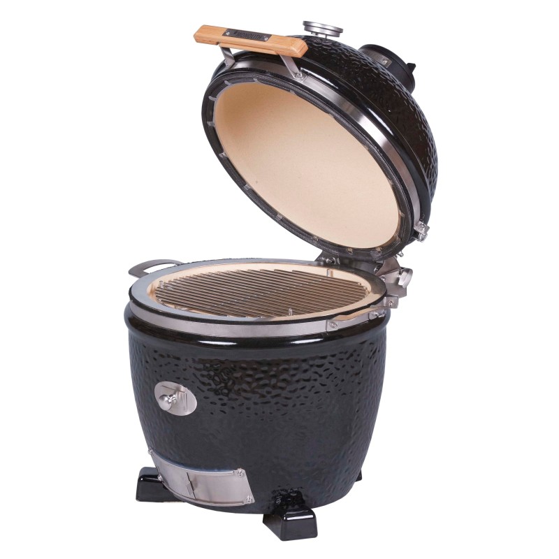 kamado con parrilla de acero inoxidable