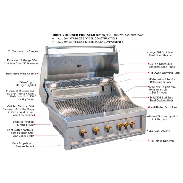 Barbacoa Ruby de 5 quemadores