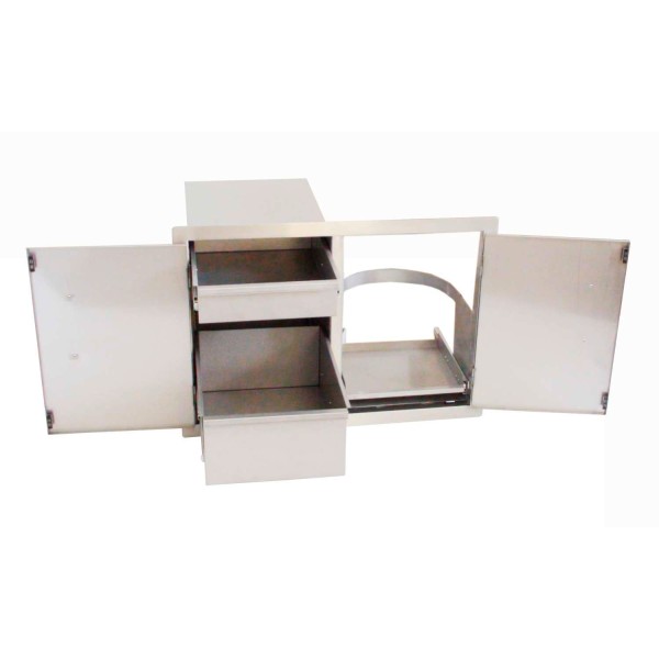 Puerta doble con cajones y plataforma