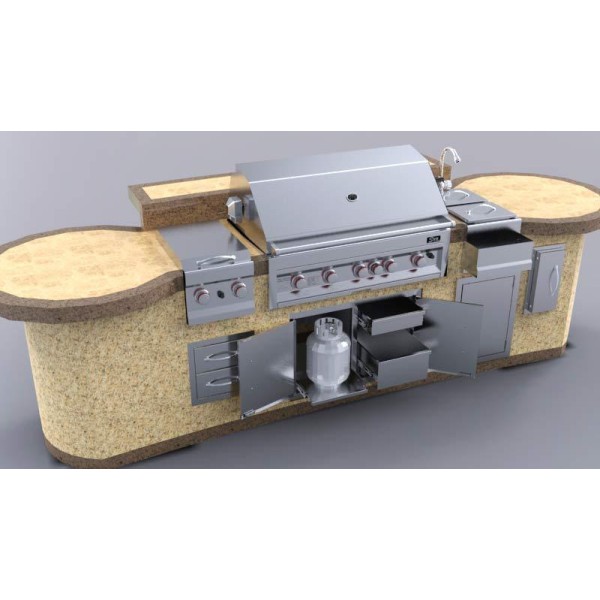 Puerta doble con cajones y plataforma