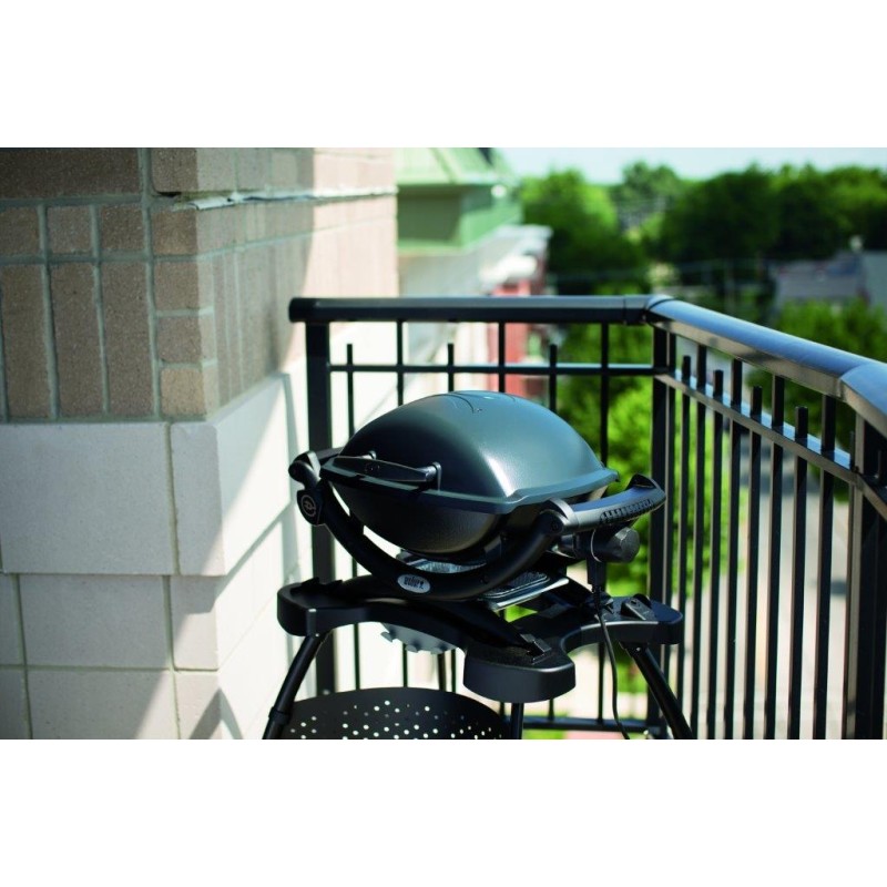 Weber Q 1400 dark grey. Barbacoa gris oscura para balcón terraza